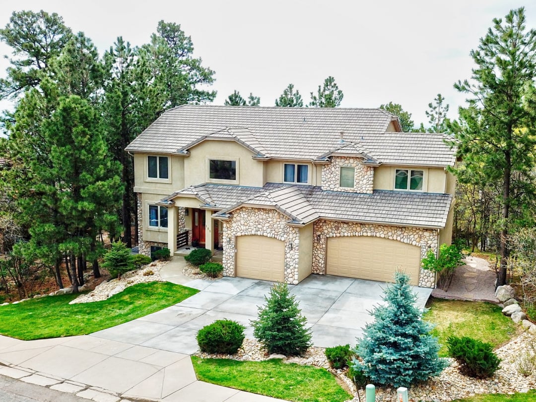 Drone image of Colorado Springs foothill home