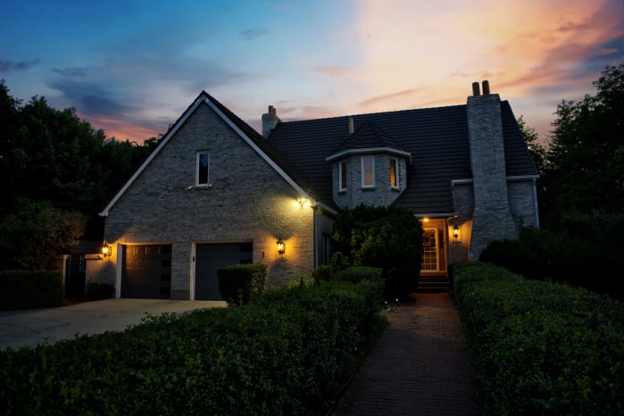 Stone house at twilight