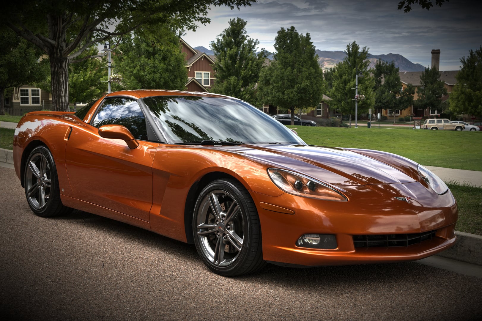 Light copper Corvette at car show